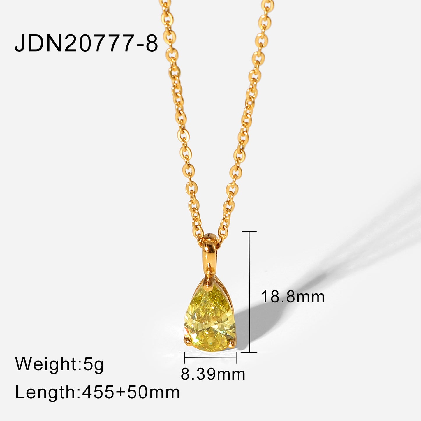 5pcs New Necklace 18K Gold Plated December Zircon Stainless Steel Pendant Necklace
