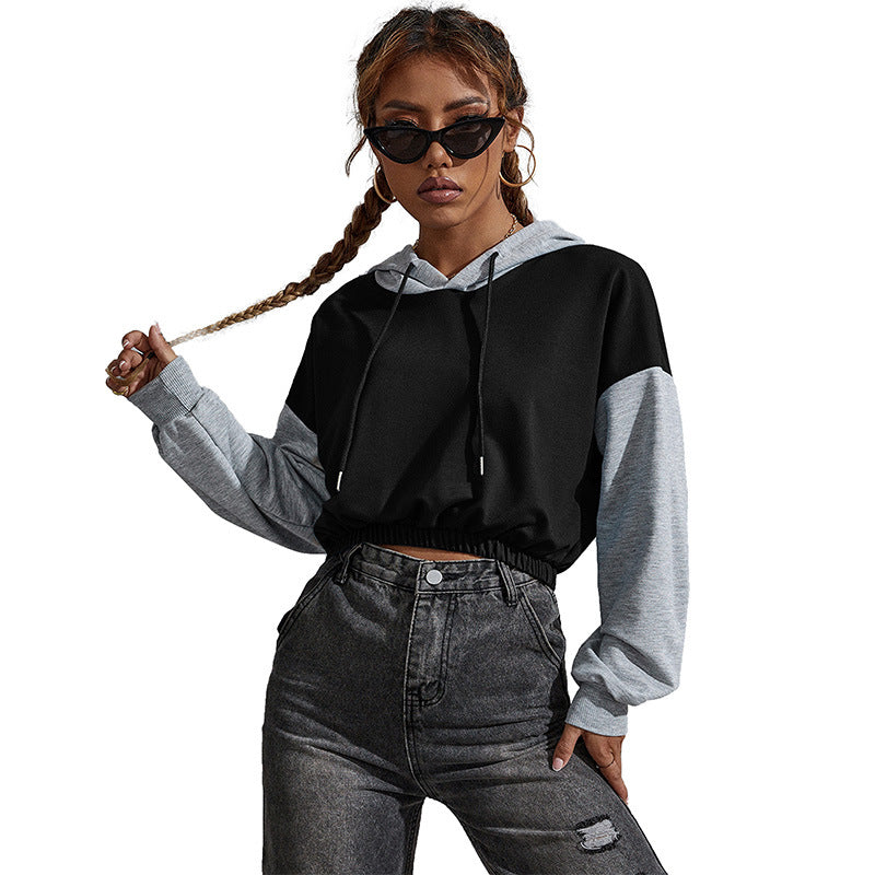 Spring And Autumn New Color Short Crop Casual Hooded Hoodie Woman