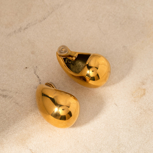 5pcs Women's 18K Gold Stainless Steel Drop Earrings Clip Stainless Steel Gold Earrings