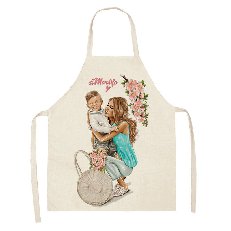 New Apron Mother's Day Parent-Child Apron Home Anti-Fouling Cotton Linen Sleeveless Overalls Customized By Enterprises
