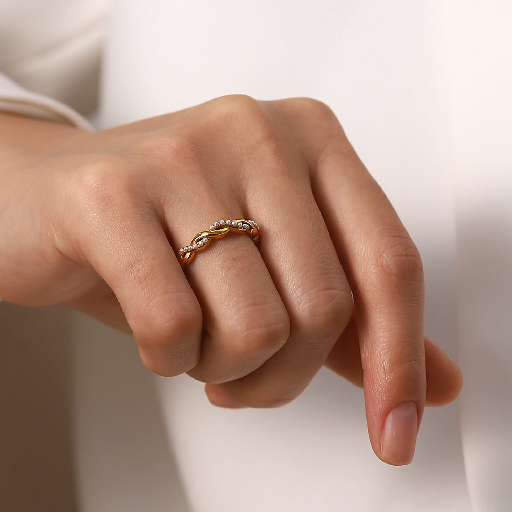 5pcs Braided Twist Titanium Steel Ring Niche Design Fashion Personality Plain Ring Index Finger Tide Ring Cold Ring