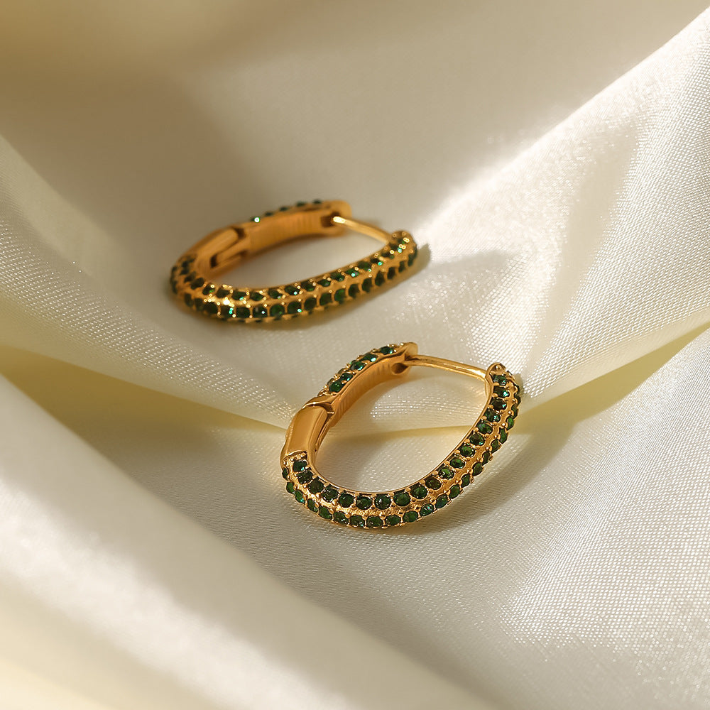 5pcs New Fashion Women's Earrings 18K Gold-Plated Stainless Steel Jewelry Geometric Zircon Women's Earrings