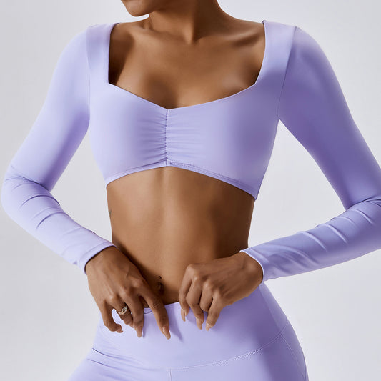 Spring Tight Long Sleeve Yoga Dress Smock Outdoor Sports T-Shirt Running Nude Fitness Wear Women's Top