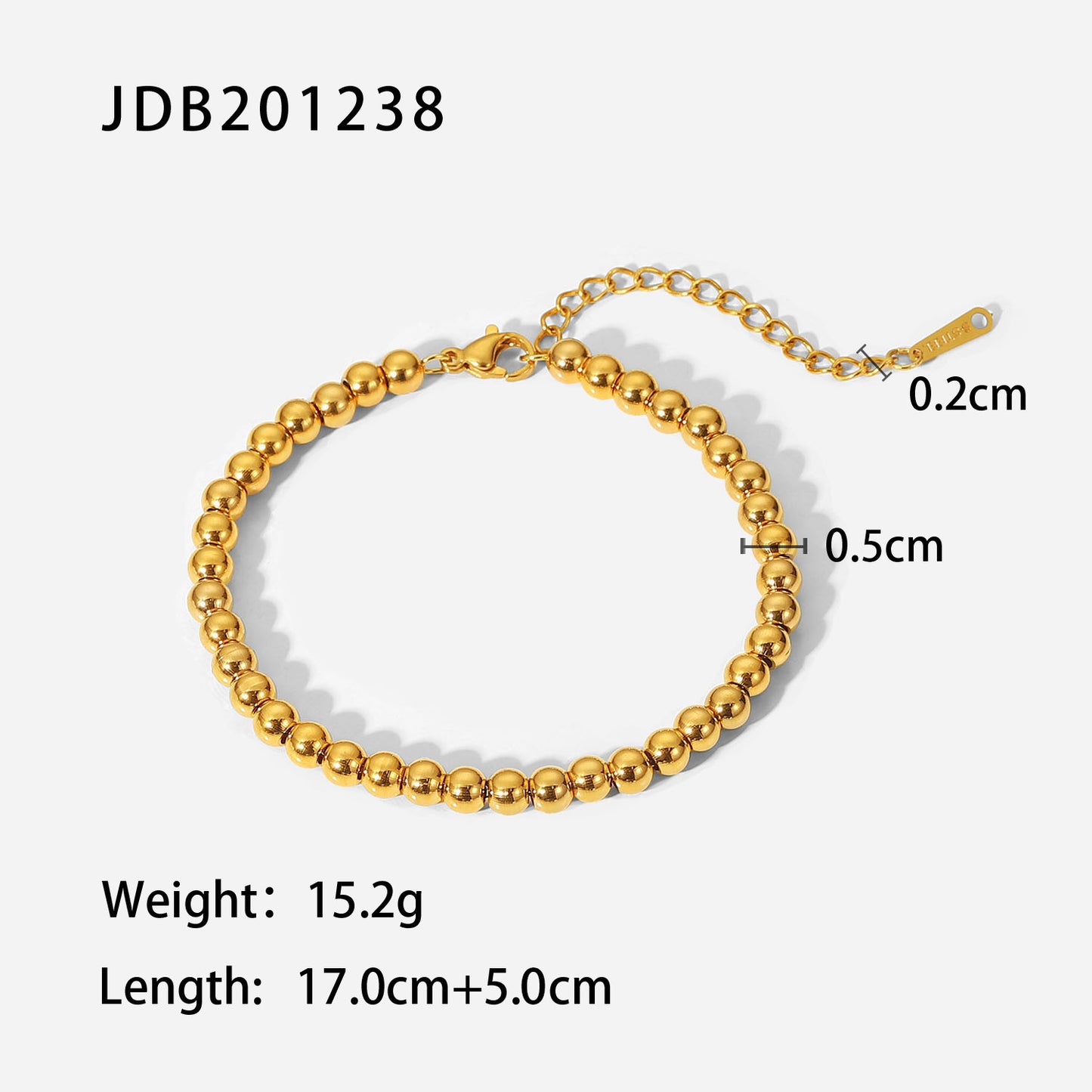 5pcs New Titanium Steel Bracelet 18K Gold Steel Ball Bracelet Stainless Steel Geometric Women's Bracelet Jewelry