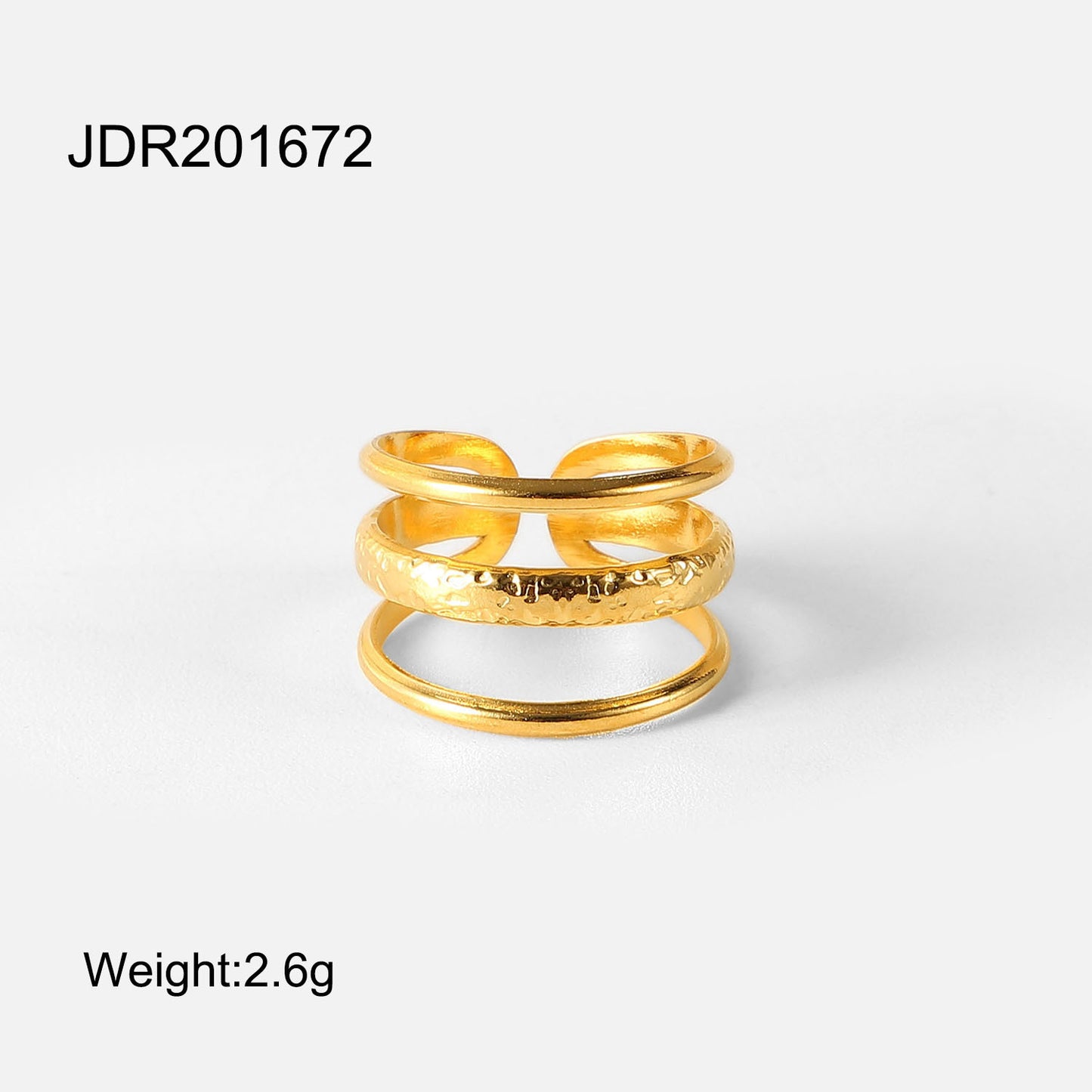 5pcs Cold Titanium Steel Ring Three Layer Line Open Ring 18K Gold Stainless Steel Ring Women's Jewelry