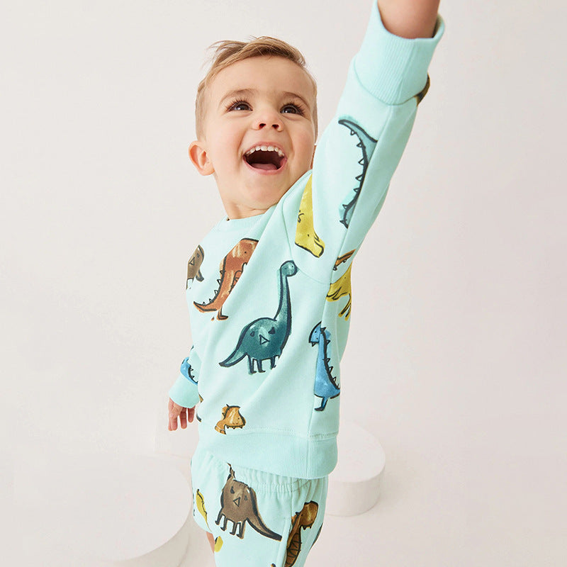 Fall Boys Hoodie Set Boys Long Sleeve Children's Set Pure Cotton Shorts Set