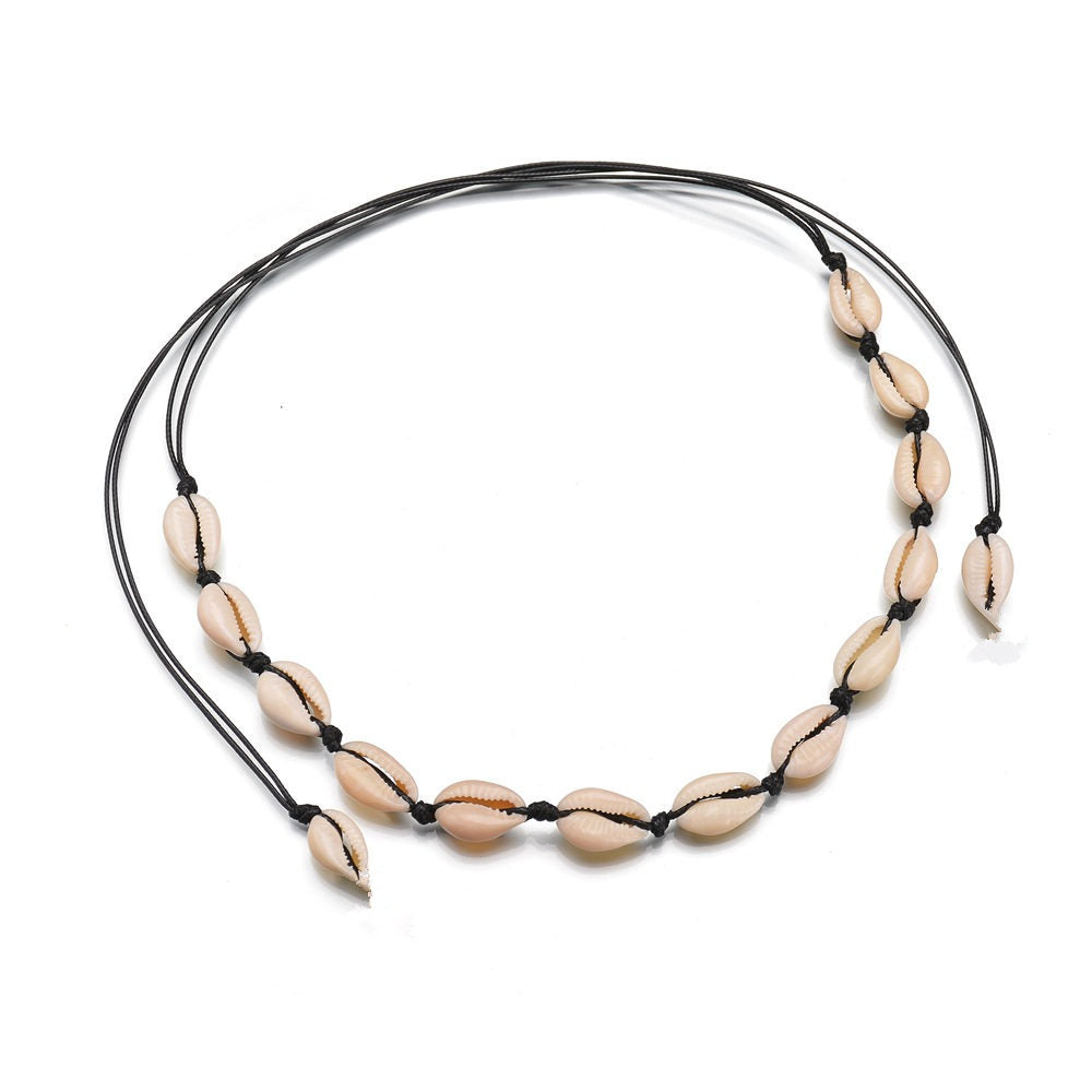 5 pcs Fashion Accessories Hawaiian Stylish Casual Collar Woven Shell Short Collarbone Necklace