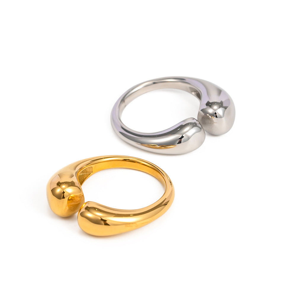 5pcs Fine Polished Gold Plated Stainless Steel Chunky Ring Women's Adjustable Open Ring Jewelry