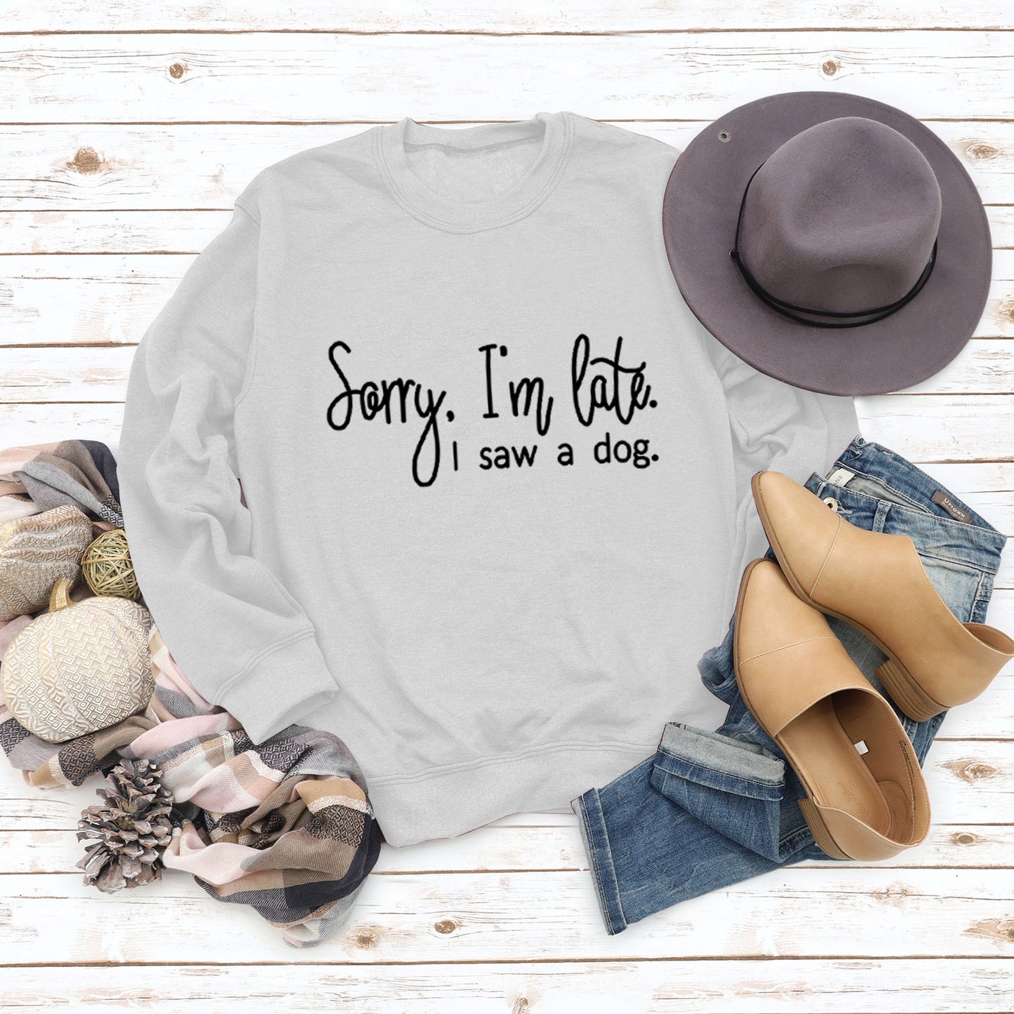 Autumn/Winter Base Long Sleeve Sorry I'M Late Alphabet Round Neck T-Shirt Ebay Women's Hoodie