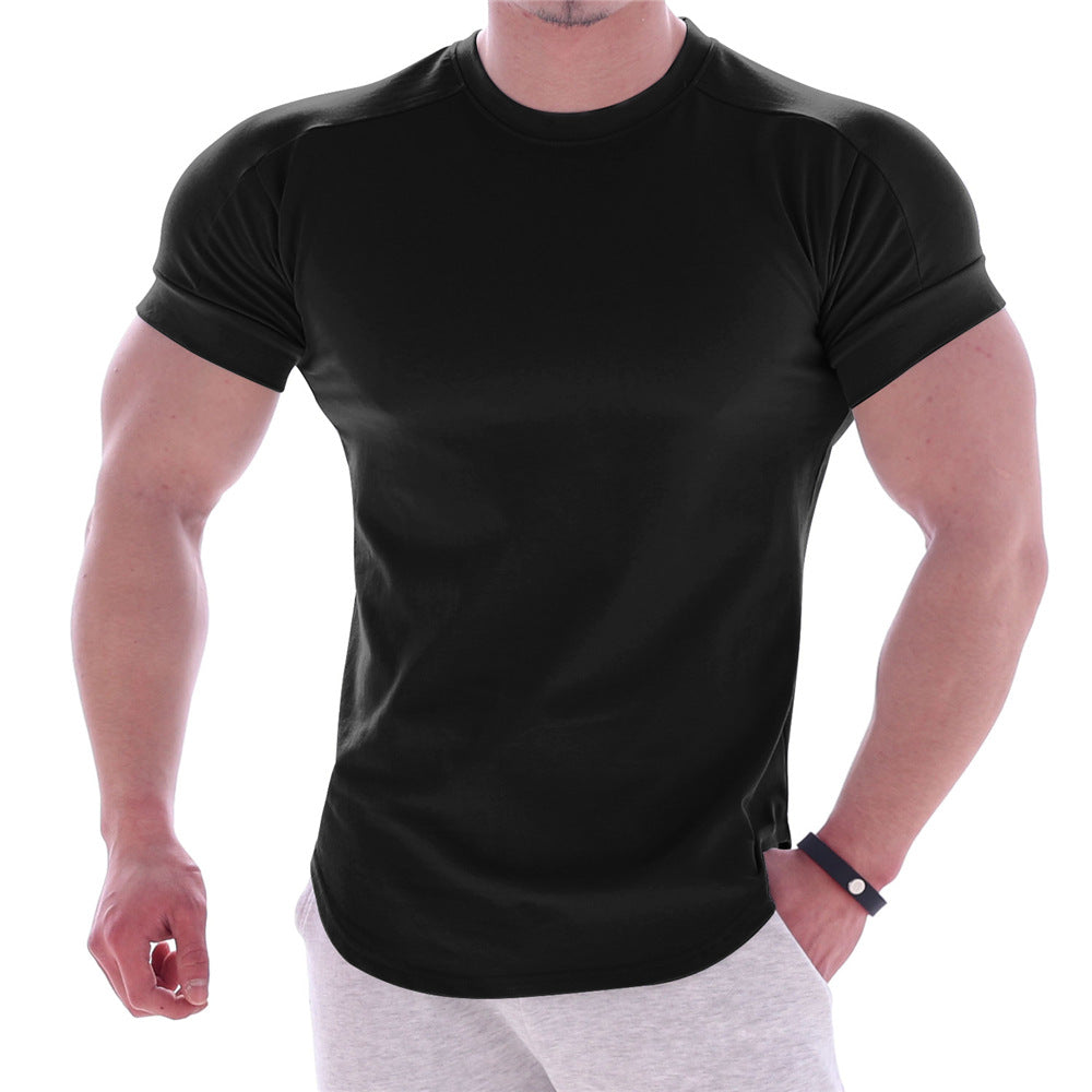 Fitness Tights Men's Sports T-Shirt Quick Drying Clothes Summer Running Round Neck Basketball Training Clothes Elastic Short Sleeve