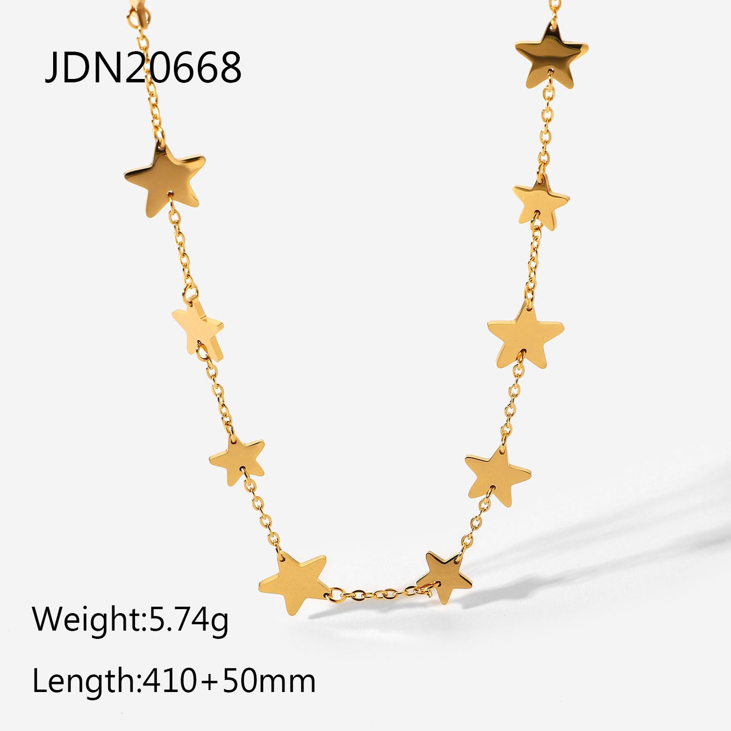 5pcs Stylish Same Necklace 18K Gold Plated Stainless Steel Pentagon Star Women's Handmade Jewelry Necklace