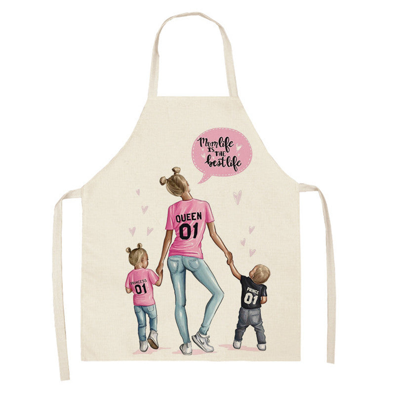 New Apron Mother's Day Parent-Child Apron Home Anti-Fouling Cotton Linen Sleeveless Overalls Customized By Enterprises