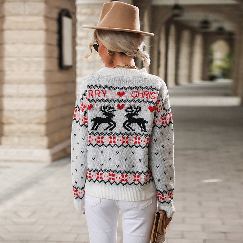 Autumn New Women's Knitted Long-Sleeved Turtleneck Christmas Sweater