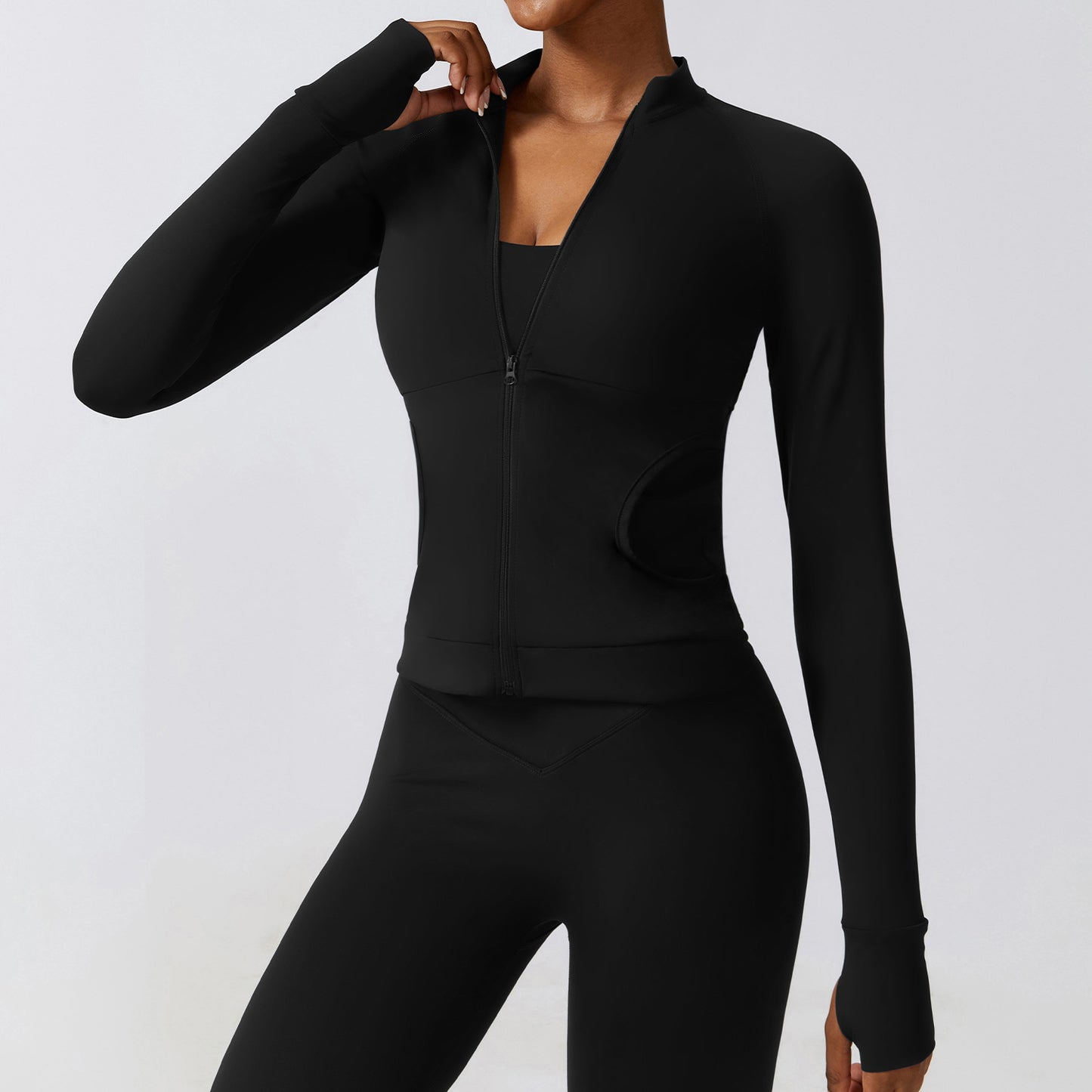 Zipper Outdoor Running Sports Coat Naked Sense Quick Drying Long Sleeve Yoga Wear Tight Fitness Wear Coat
