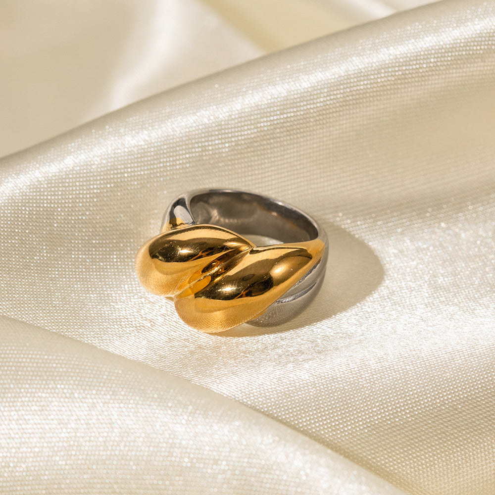 5pcs 18K Gold Stainless Steel Gold And Silver Matching Thread Ring Fashion Does Not Fade Jewelry