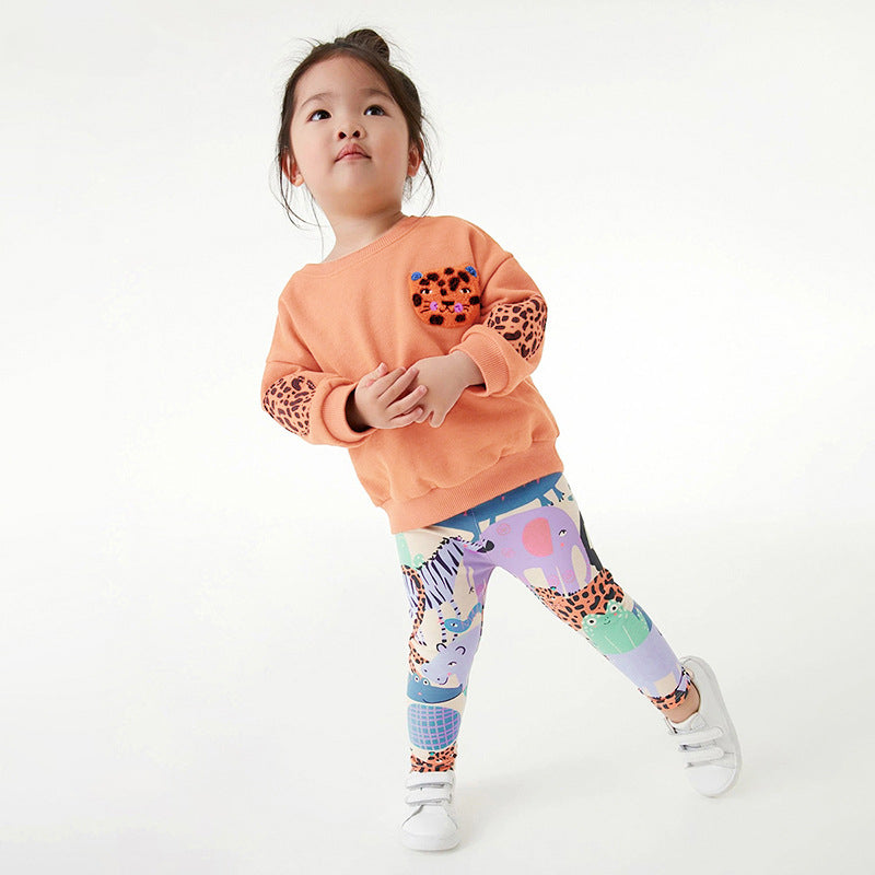 Autumn And Winter Cashmere Girls Hoodie Set Cute Long-Sleeved Children's Set Children's Set