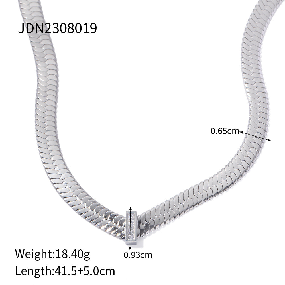 5pcs Titanium Steel Necklace 18K Gold-Plated Stainless Steel White Gold With Zirconium Necklace For Women Jewelry