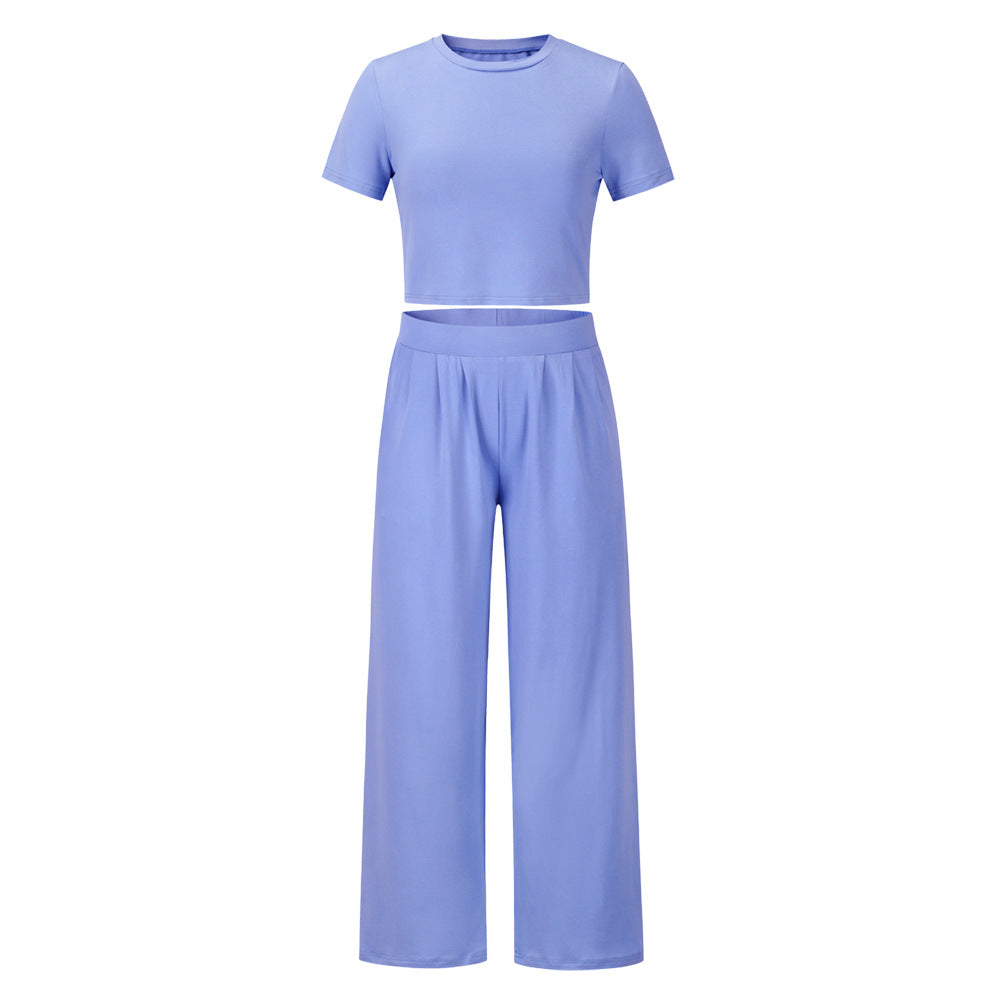 Fashion Leisure Suit Spring/Summer New Short-Sleeved T-Shirt + Trousers Two-Piece Set Plus-Size Women's Wear