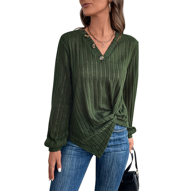 Autumn New Women's Long Sleeve Solid Color V-Neck Knitwear Women