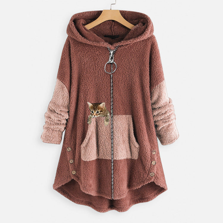 Creative Autumn Harajuku Street Hipster Cashmere Women's Hooded Loose Oversized Hoodie