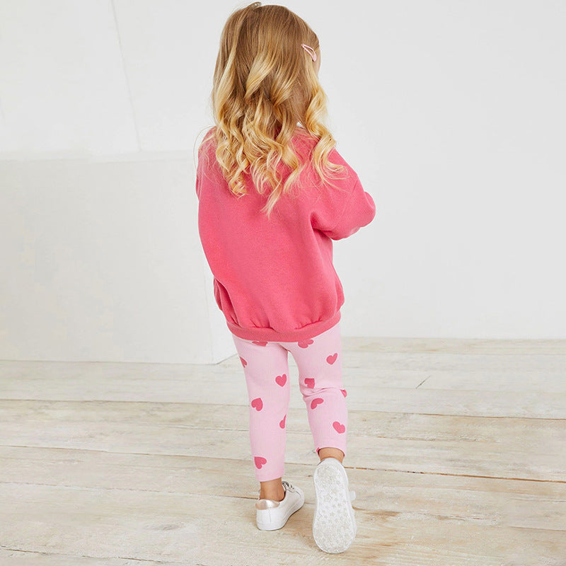 Autumn New Girls Hoodie Set Cartoon Children's Long-Sleeved Cotton Children's Set