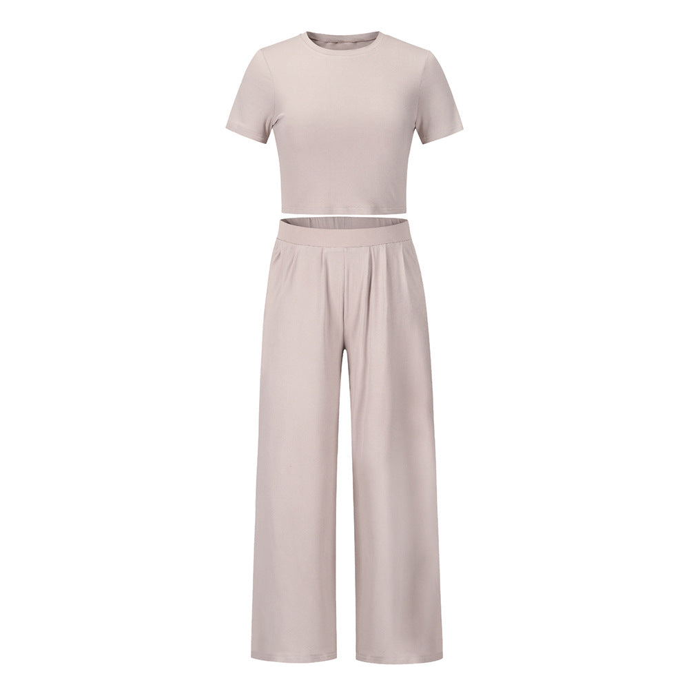 Fashion Leisure Suit Spring/Summer New Short-Sleeved T-Shirt + Trousers Two-Piece Set Plus-Size Women's Wear