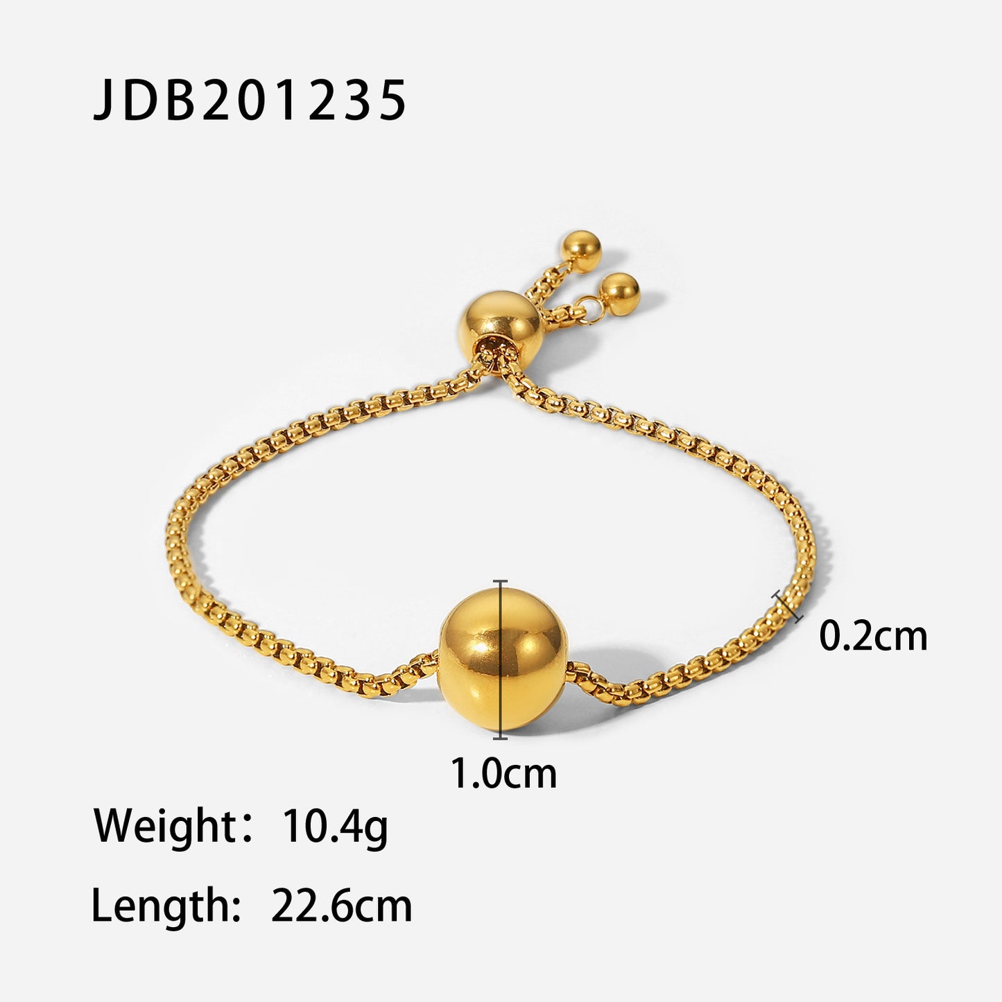 5pcs New Titanium Steel Bracelet 18K Gold Round Ball Pendant Box Chain Pull Fashion Stainless Steel Bracelet