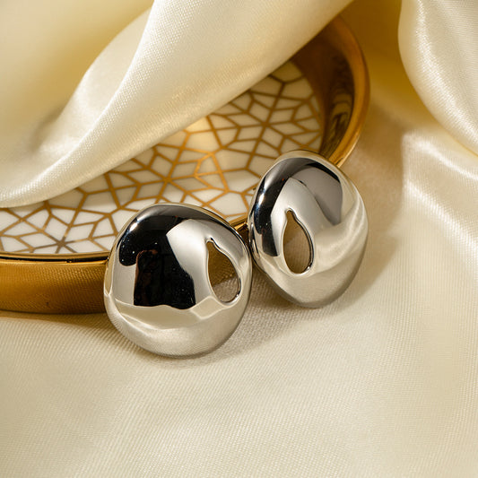5pcs Stainless Steel Hollow Earrings Stud New Fashion Temperament Niche Design Women Senior Sense Silver