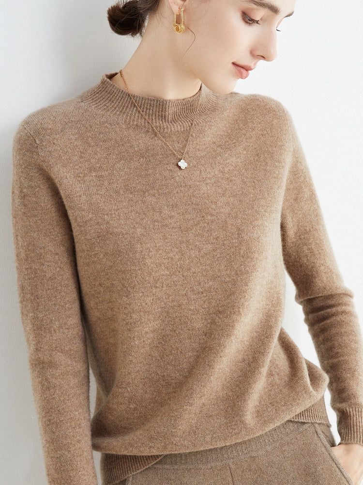 100 Pure Wool Knitwear Women's V-Neck Pullover Loose Base Shirt Autumn And Winter New Solid Color Sweater