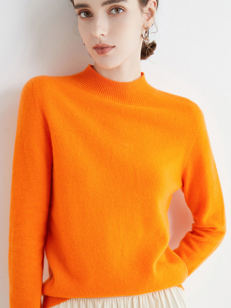 100 Pure Wool Knitwear Women's V-Neck Pullover Loose Base Shirt Autumn And Winter New Solid Color Sweater