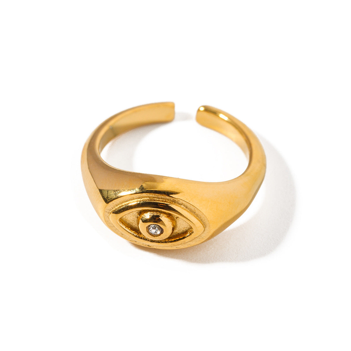5pcs 18K Gold Stainless Steel Diamond Devil's Eye Open Ring -7 All-In-One Stainless Steel Finger