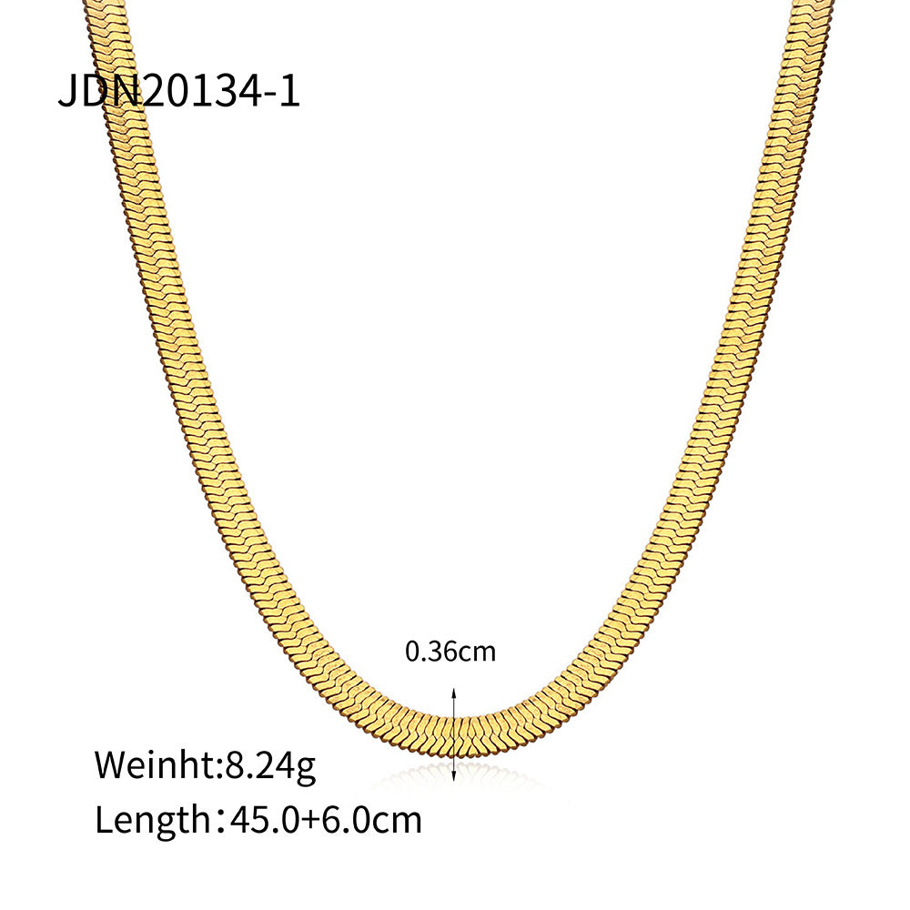 5pcs Exquisite 18K Gold-Plated Stainless Steel Necklace Titanium Steel Popular Women's Necklace Overlay Wear Jewelry Snake Bone Chain Necklace