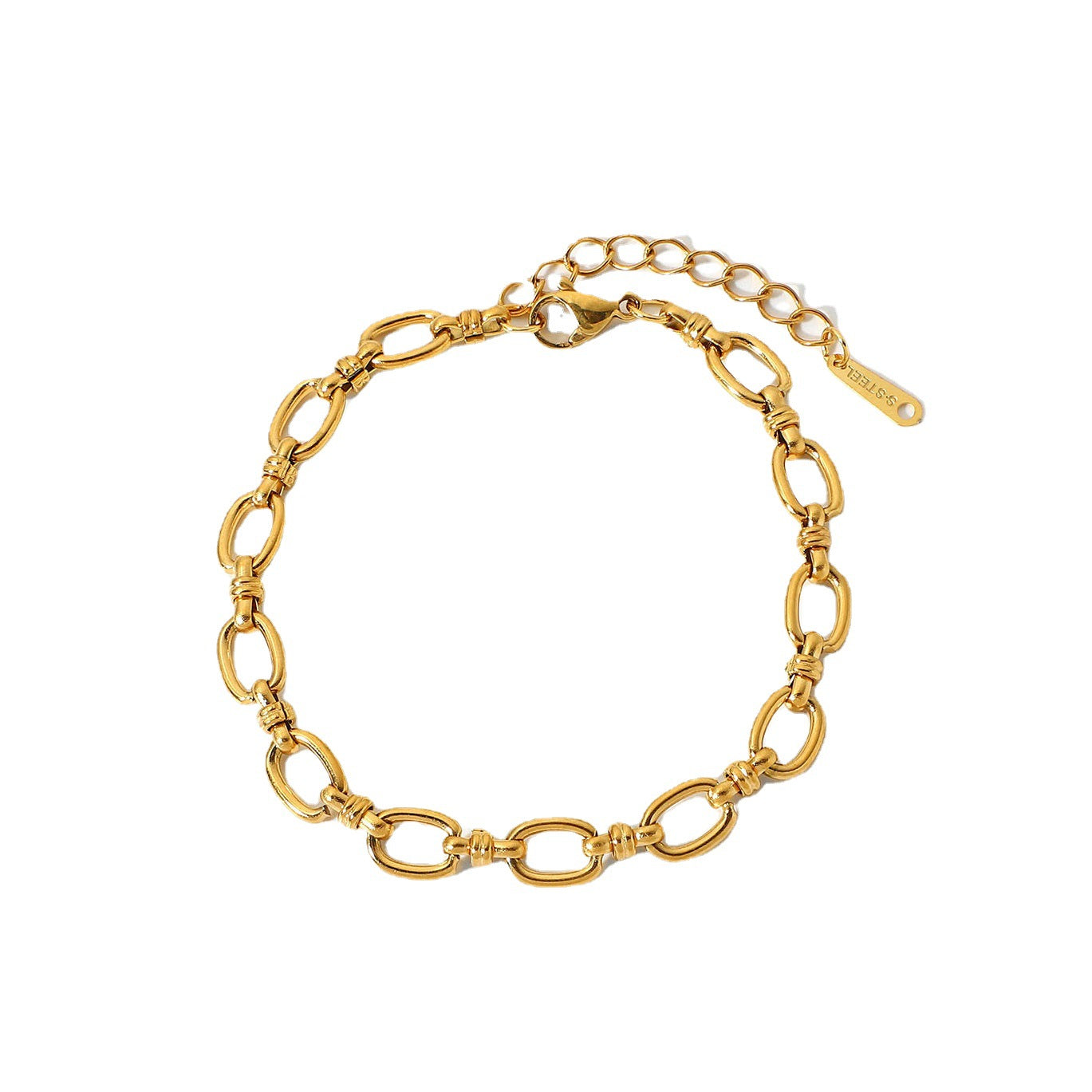 5pcs Narrow Chain Cross Buckle Bracelet 18K Gold Plated Stainless Steel Fashion Women's Popular Bracelet