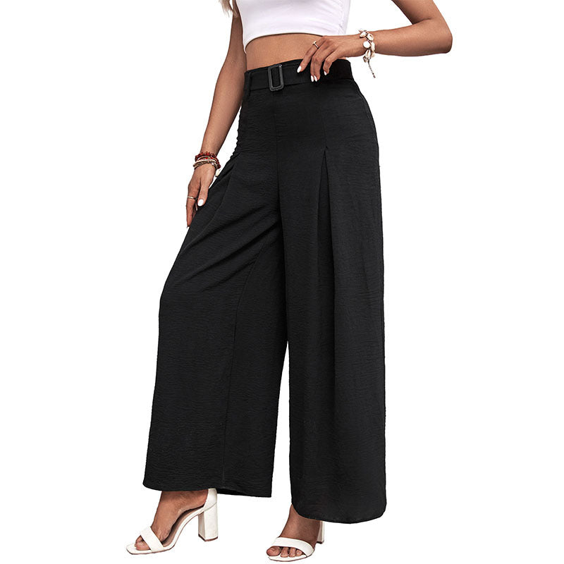 New Summer New Women's Solid Color High Waist Wide Leg Casual Pants Summer Girl