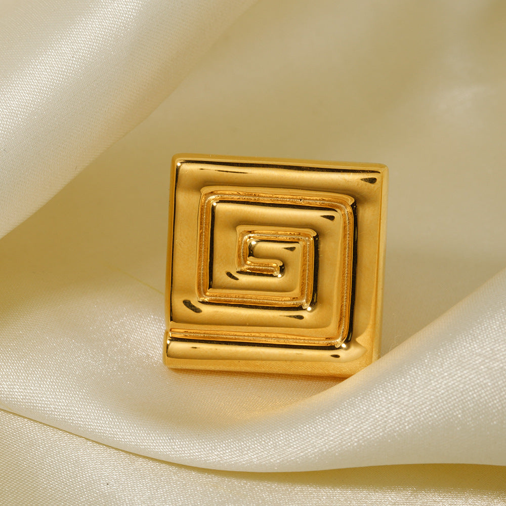 5pcs Fashion 18K Gold Stainless Steel Back Ring Simple Design Sense Ring No. 7 Women