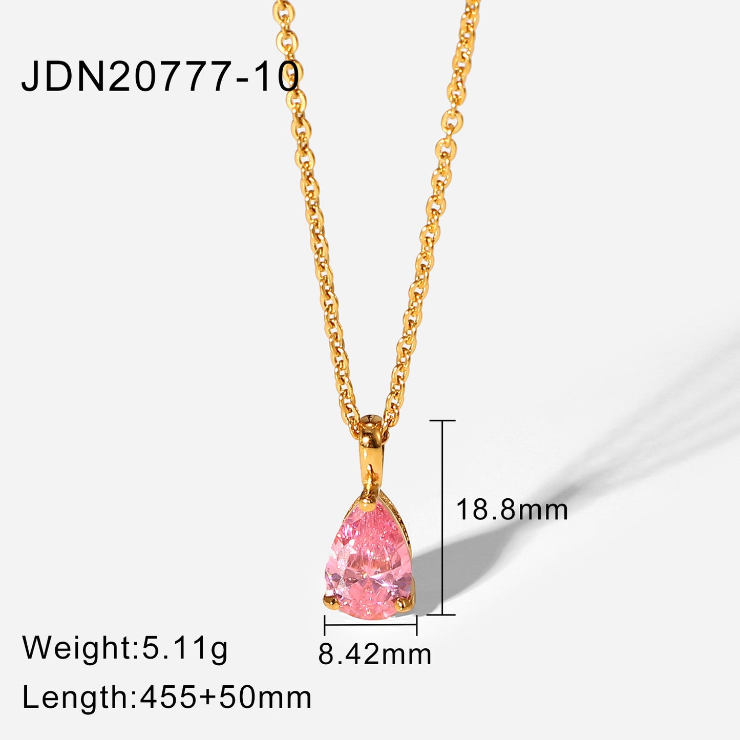 5pcs New Necklace 18K Gold Plated December Zircon Stainless Steel Pendant Necklace