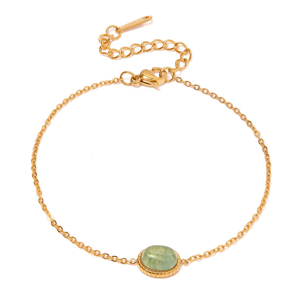 5pcs New Fashion Bracelet 18K Gold-Plated Stainless Steel Inlaid Lvdongling Natural Stone Pendant Bracelet