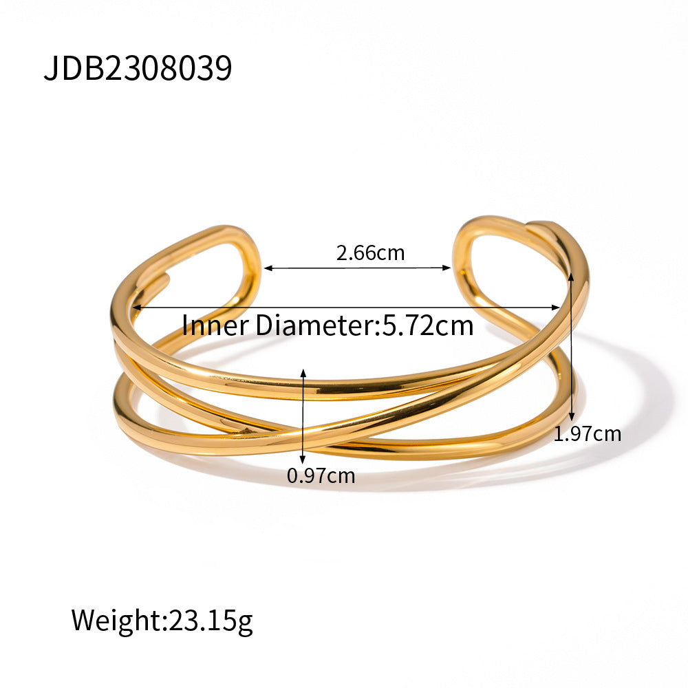5pcs Design Bump Bracelet Fashion Titanium Steel Plated 18K Gold Stainless Steel Line Open Bracelet Female