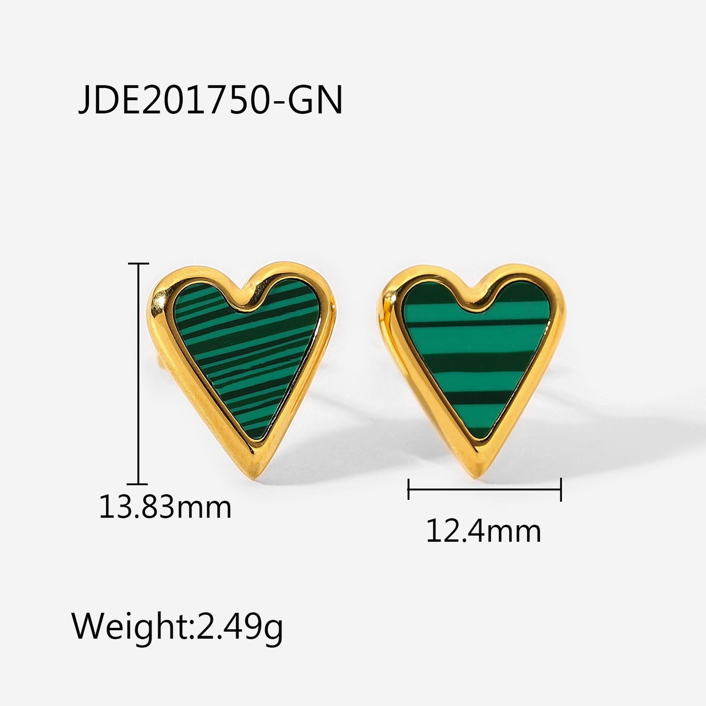 5pcs Retro Style Green Malachite Inlaid Necklace Earrings Ring Bracelet 18K Gold Stainless Steel Jewelry Women