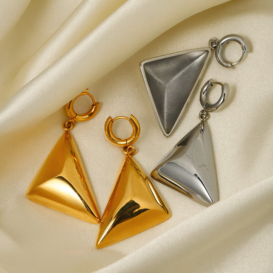 5pcs 18K Gold Stainless Steel Triangle Pendant Earrings Year Of Stylish Design Earrings