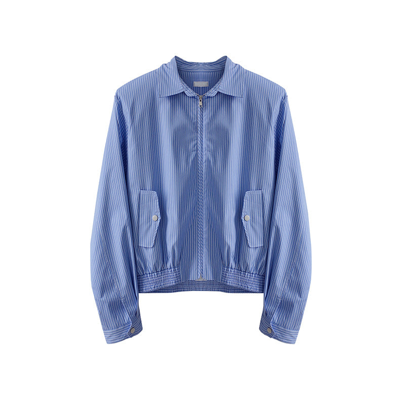 Blue Striped Short Coat Male Spring Ruffian High-Grade Men's Niche Jacket