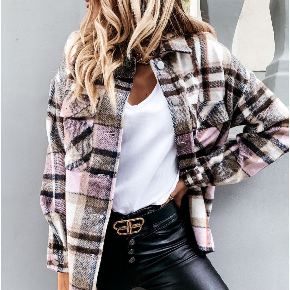 Station Hot Sales Of Autumn And Winter Long-Sleeved Plaid Coat Shirt Coat Spot