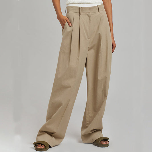 Khaki Cotton Broadfoot Pants Pendant Pants New Autumn Fashion Casual Dress Pants Women