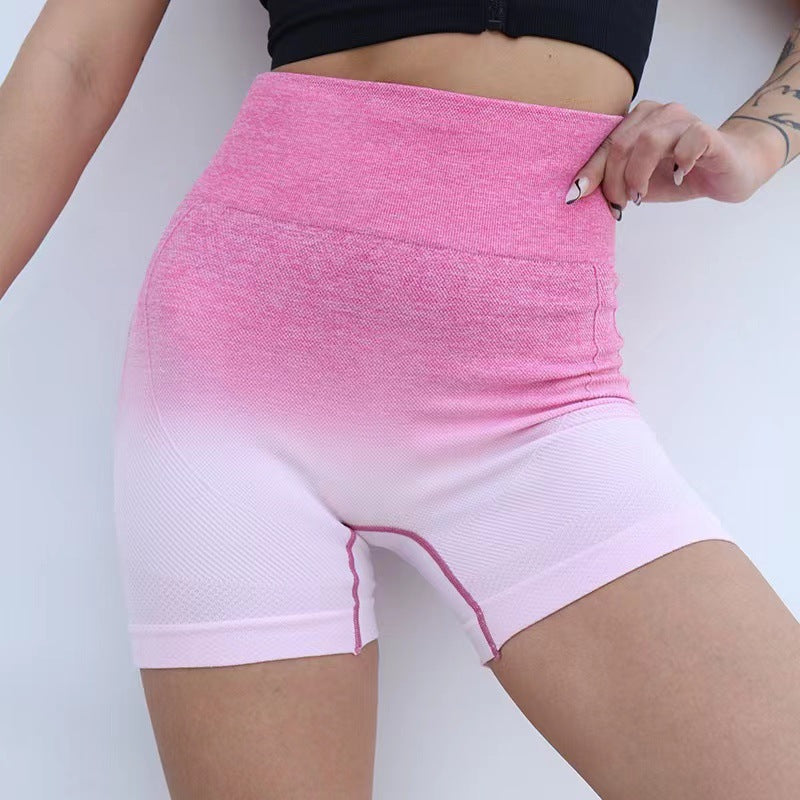 Gradual Seamless Shorts Women's Breathable Sweat Proof Peach Hip Tight Height Waist Stretch Yoga Fitness Pants