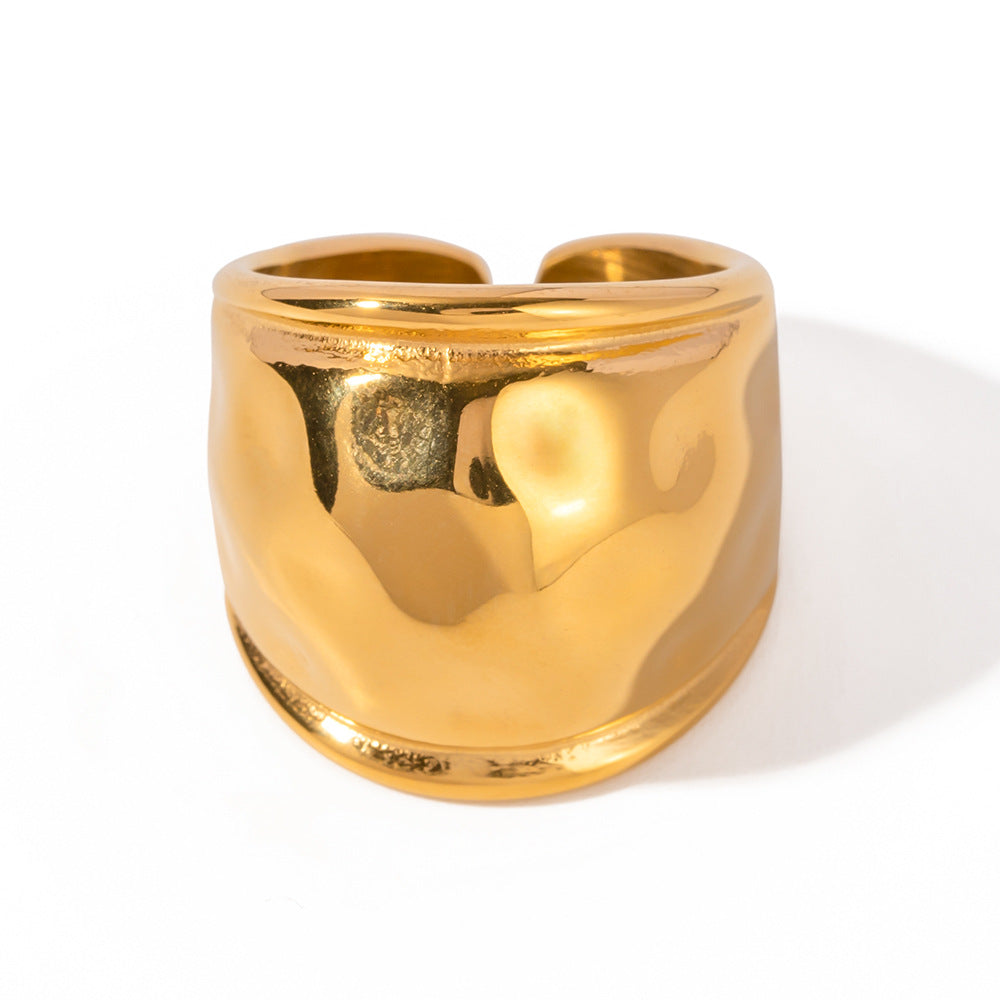 5pcs 18K Gold Stainless Steel/Chubby Oversized Lip Double Sided Ring Women's Accessory