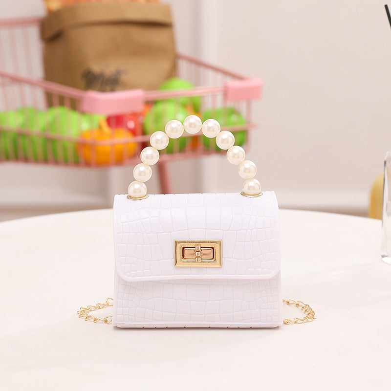 New Crocodile Jelly Bag Pearl Women's Handbag Crossbody Chain Bag  Women's Bag Beaded Bag