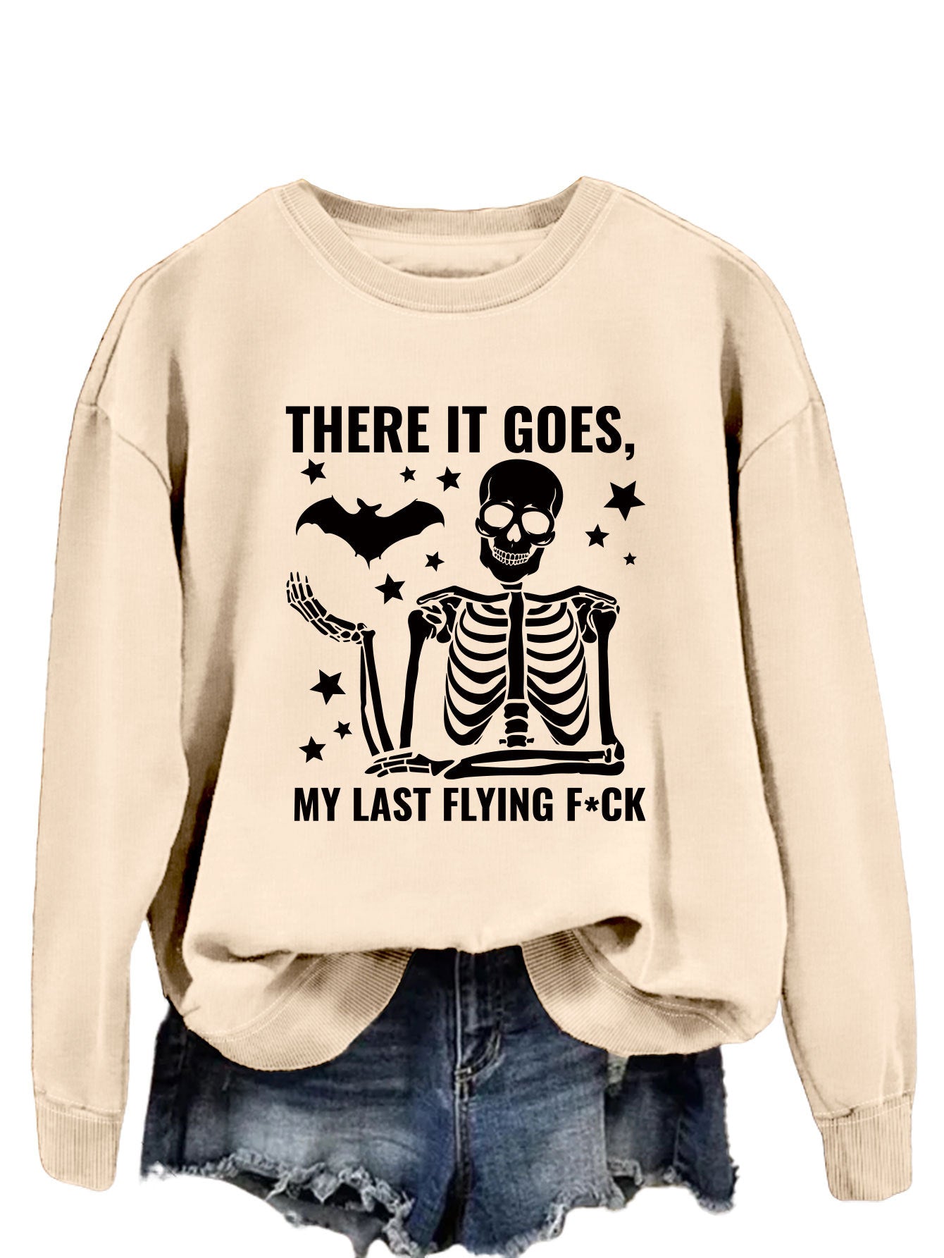 Print There It Goes Comfortable All-In-One Pullover Hoodie Autumn Fashion Long-Sleeved Shirt