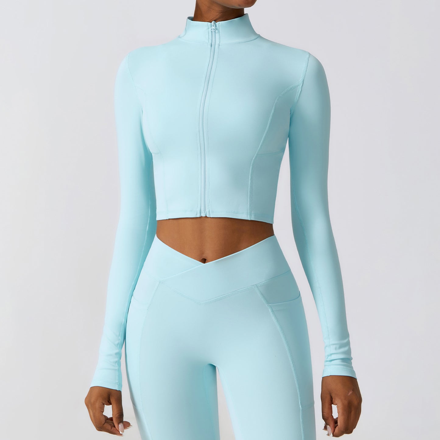 Winter Quick Dry Long Sleeve Yoga Suit Coat Zipper Running Coat Tight Naked Fitness Suit