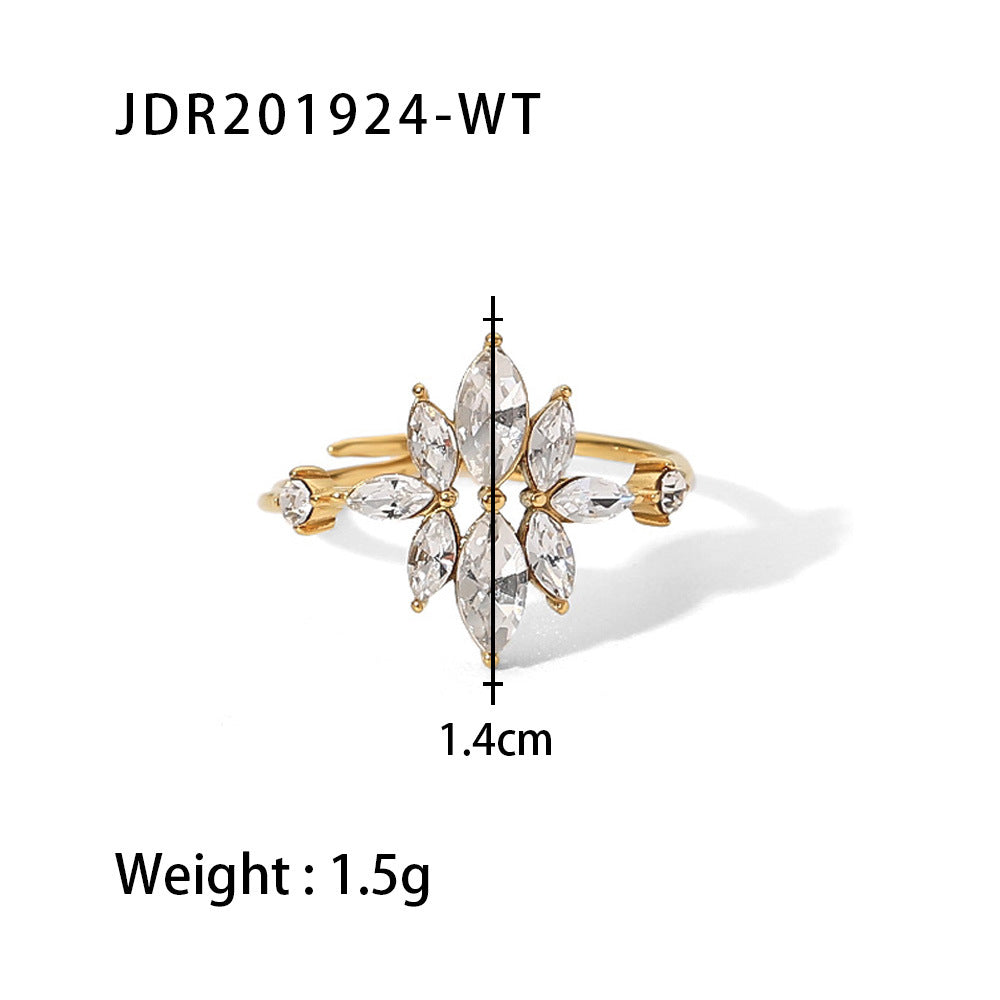 5pcs Fine Style Titanium Steel Ring 18K Gold Stainless Steel Inlaid Zircon Ring Fashion Hand Jewelry Women