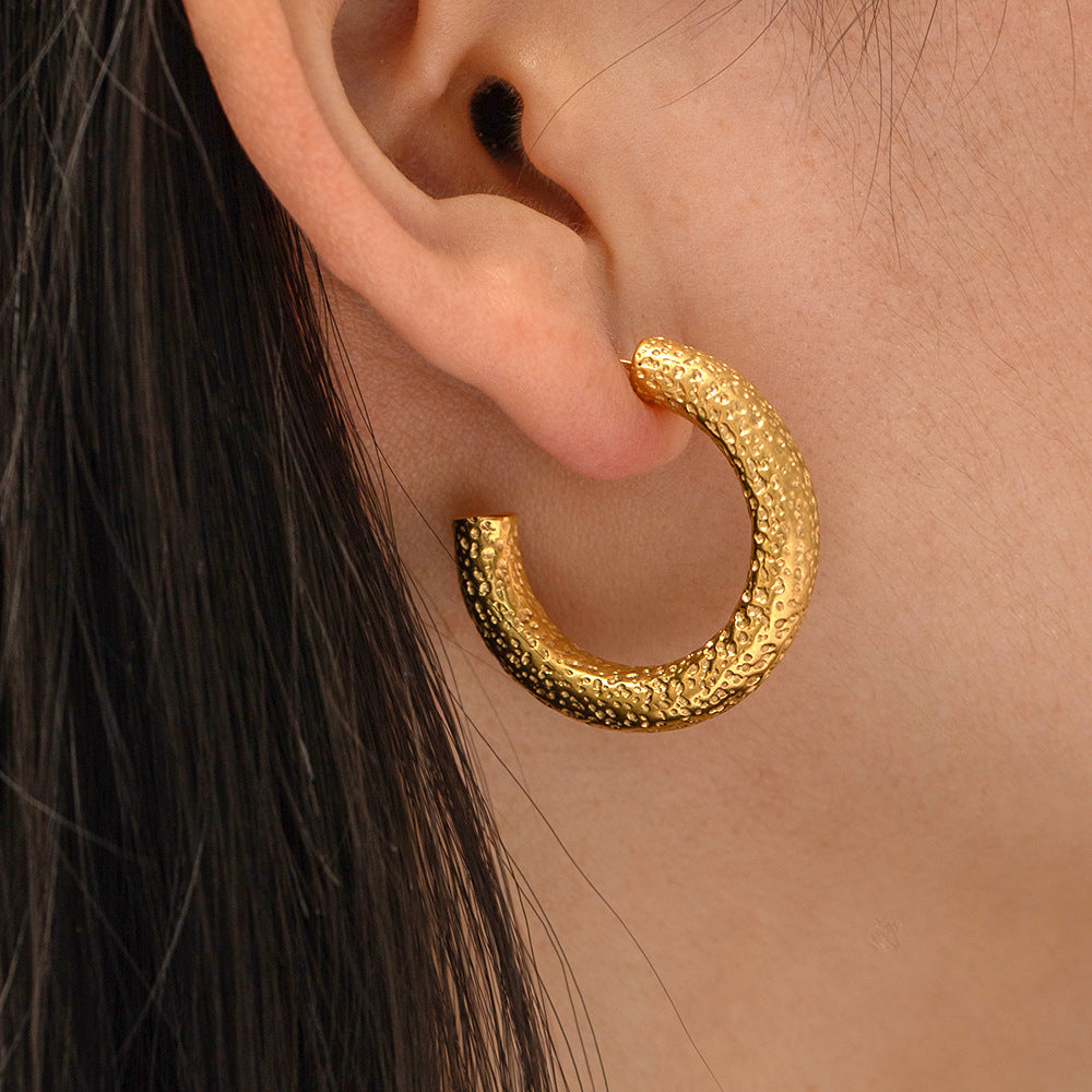 5pcs Accessories 18K Gold Plated C-Shaped Stainless Steel Earrings New Fashion All-In-One Earrings